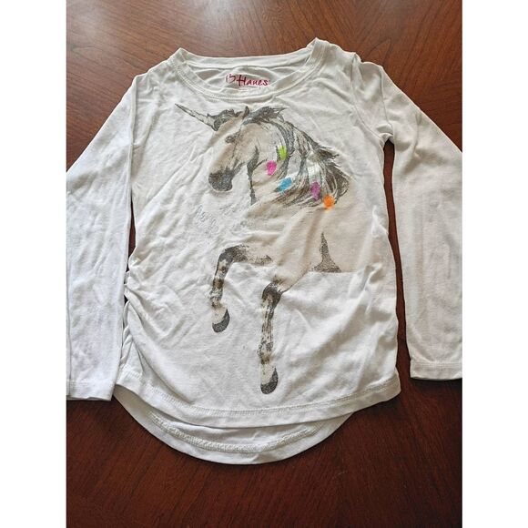 ❤️ Hanes Long Sleeve Unicorn Tee - Size: XS     (1227) - Picture 1 of 5